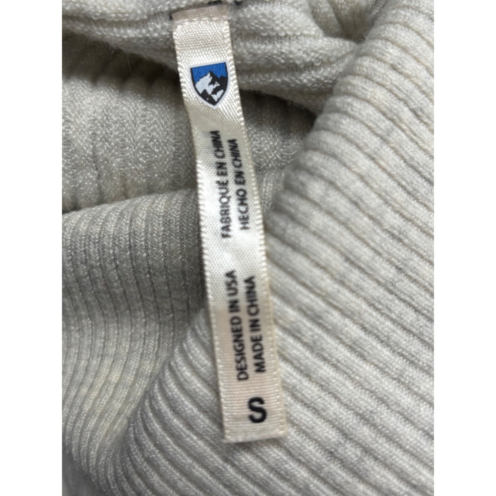 KUHL Women's Solace Sweater Wool Blend Ribbed Cowl Neck in Natural Size Small - Picture 7 of 10